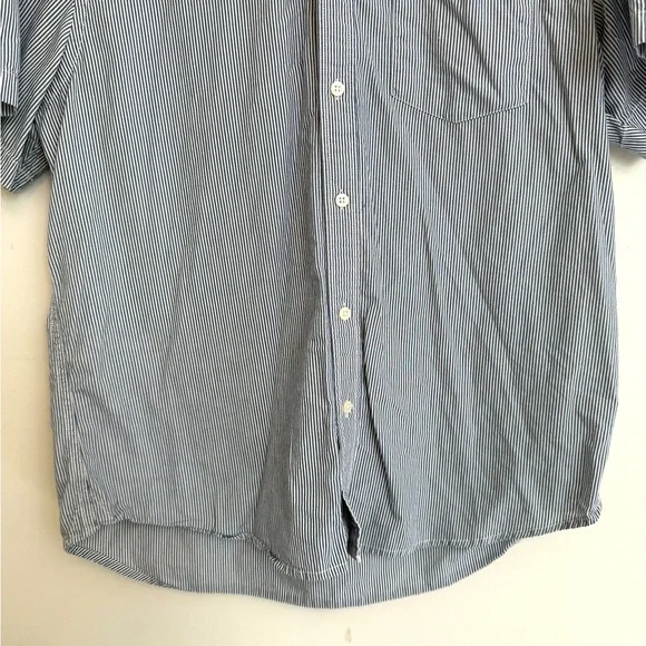 2/$15 Old Navy Blue & White Stripe Short Sleeve Button Down Shirt | Men’s L - Picture 6 of 9